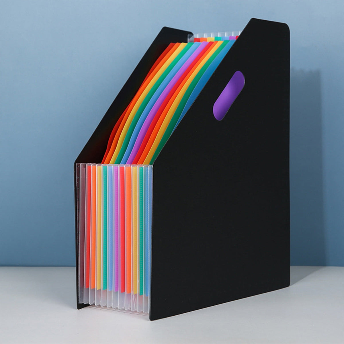 Expanding Accordion File with 13 Pockets, Black Polypropylene Desk Organizer for Letter and A4 - Image 6