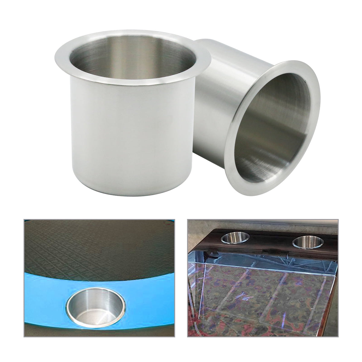Drop-In Stainless Steel Cup Holders, Set of 2 with 8.5 cm Opening for RVs, Boats and Trucks - Image 6