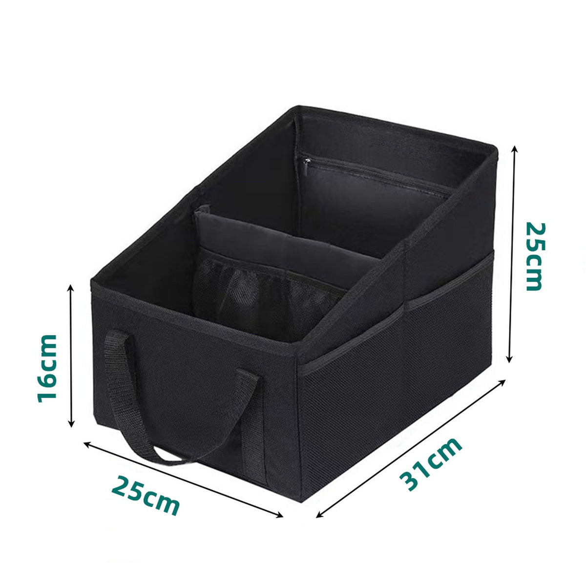 Collapsible Car Seat Caddy with 4 Cup Holders, Woven Fabric Organizer for Front or Back Seat - Image 3