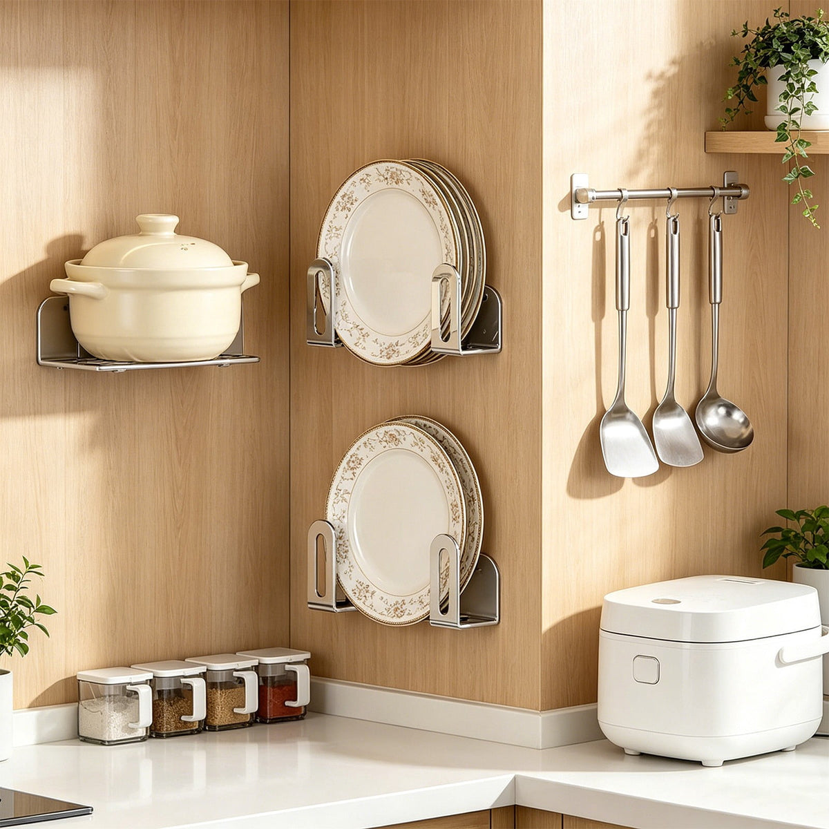 Slim Wall Bracket for Cutting Boards and Pot Lids, 3-Inch Metal Under-Cabinet Holder - Image 4
