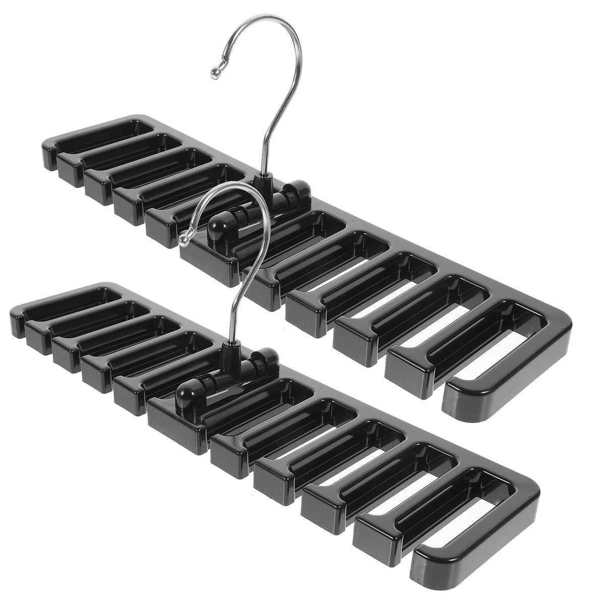 Belt and Scarf Hanger Set of 2, Black Iron and ABS Rotating Rack for Ties and Closet Accessories