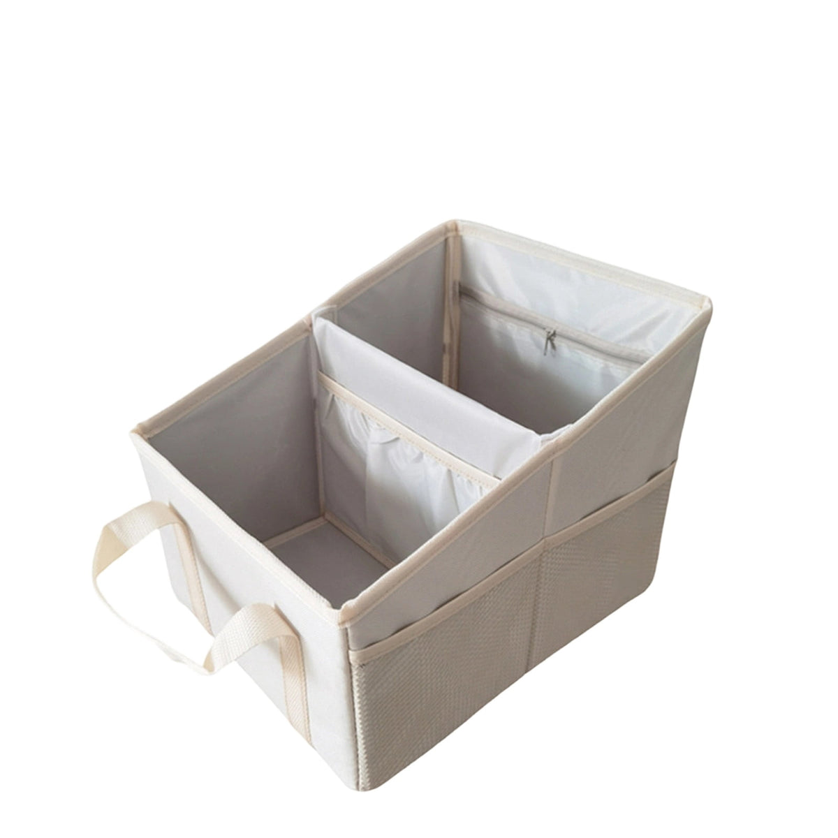 Collapsible Car Seat Caddy with 4 Cup Holders, Woven Fabric Organizer for Front or Back Seat