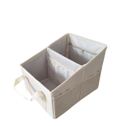 Collapsible Car Seat Caddy with 4 Cup Holders, Woven Fabric Organizer for Front or Back Seat