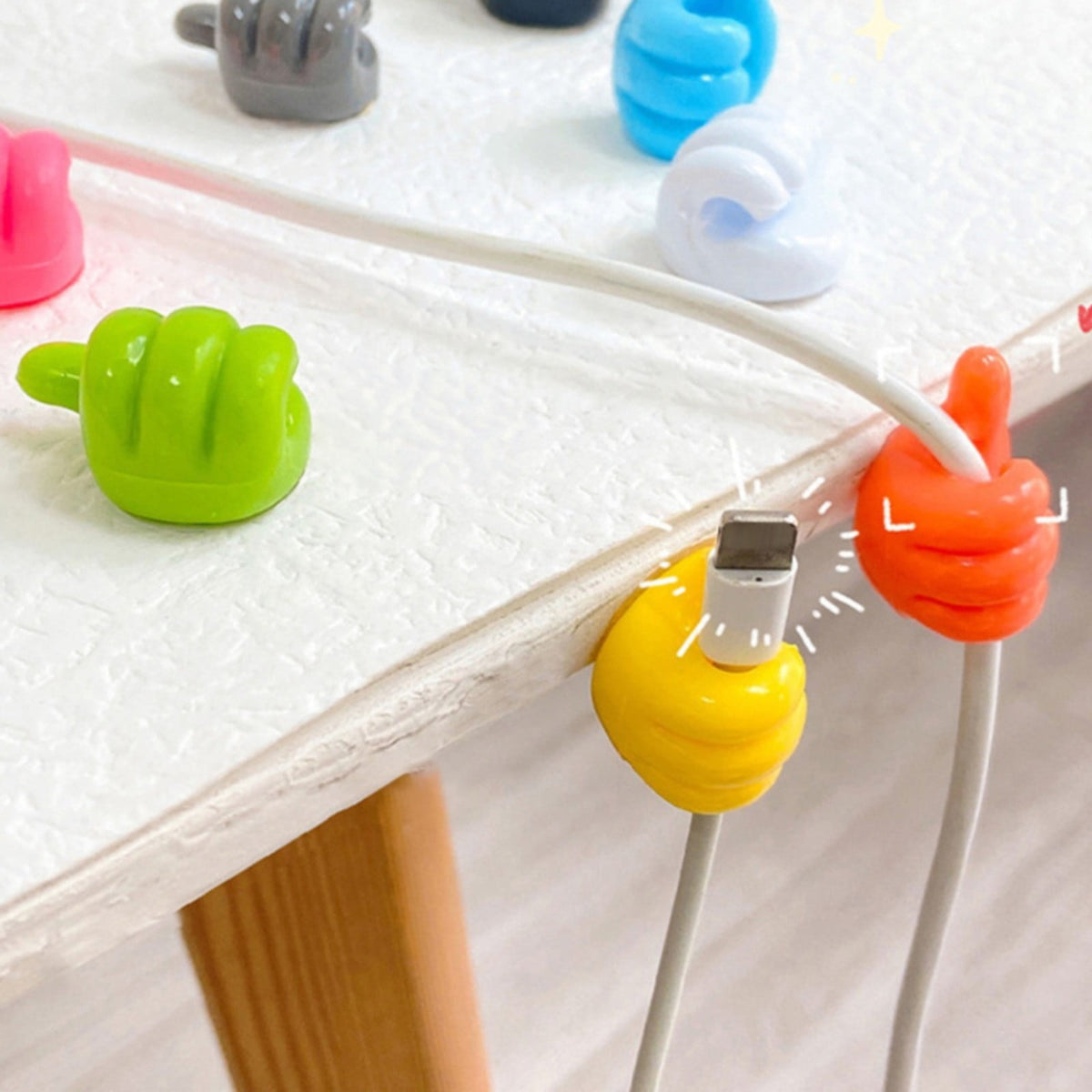 Thumb-Shaped Cable Clips, Set of 10 Adhesive Silicone Cord Holders for Desk, Wall and Dashboard - Image 6