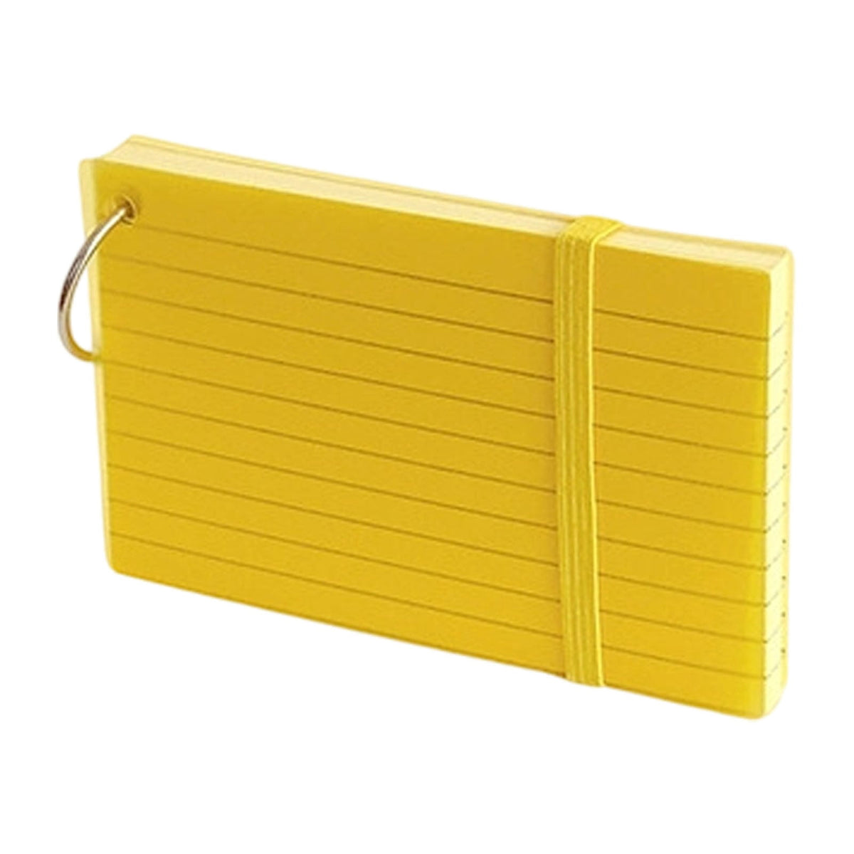 Ruled Flash Cards on a Metal Ring, 4.96 x 2.99 Inch Yellow Note Cards with Plastic Cover