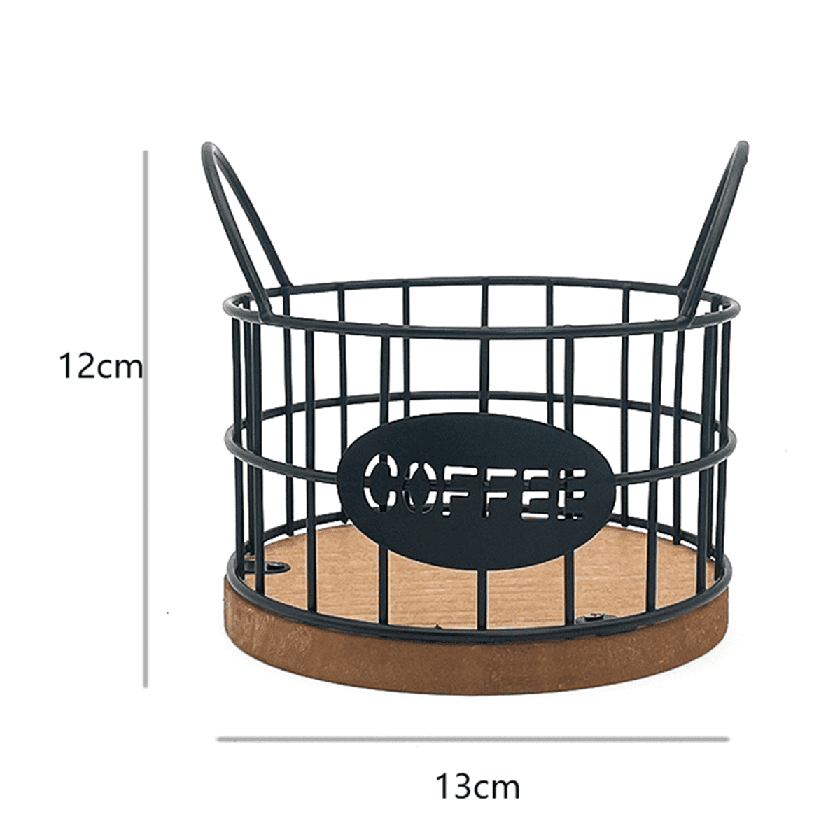 Coffee Pod Basket with Wood Base, Black Wire Holder for Single-Serve Cups on Counter or Desk - Image 4