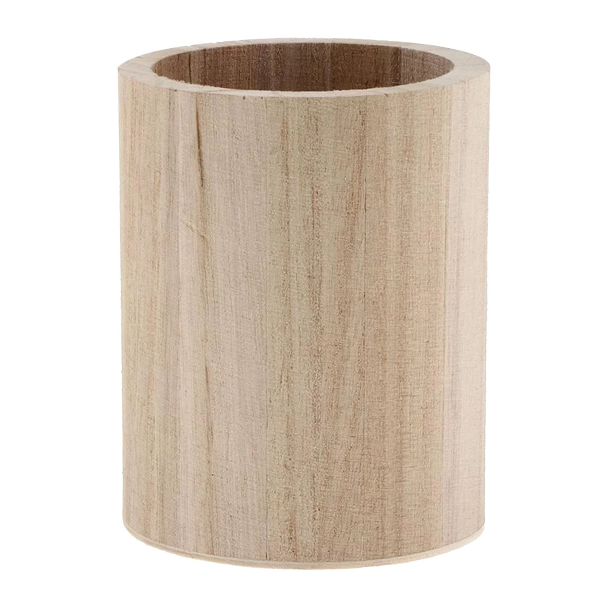 Round Natural Wood Pencil Cup, Solid Desk Holder for Pens, Markers and Stationery