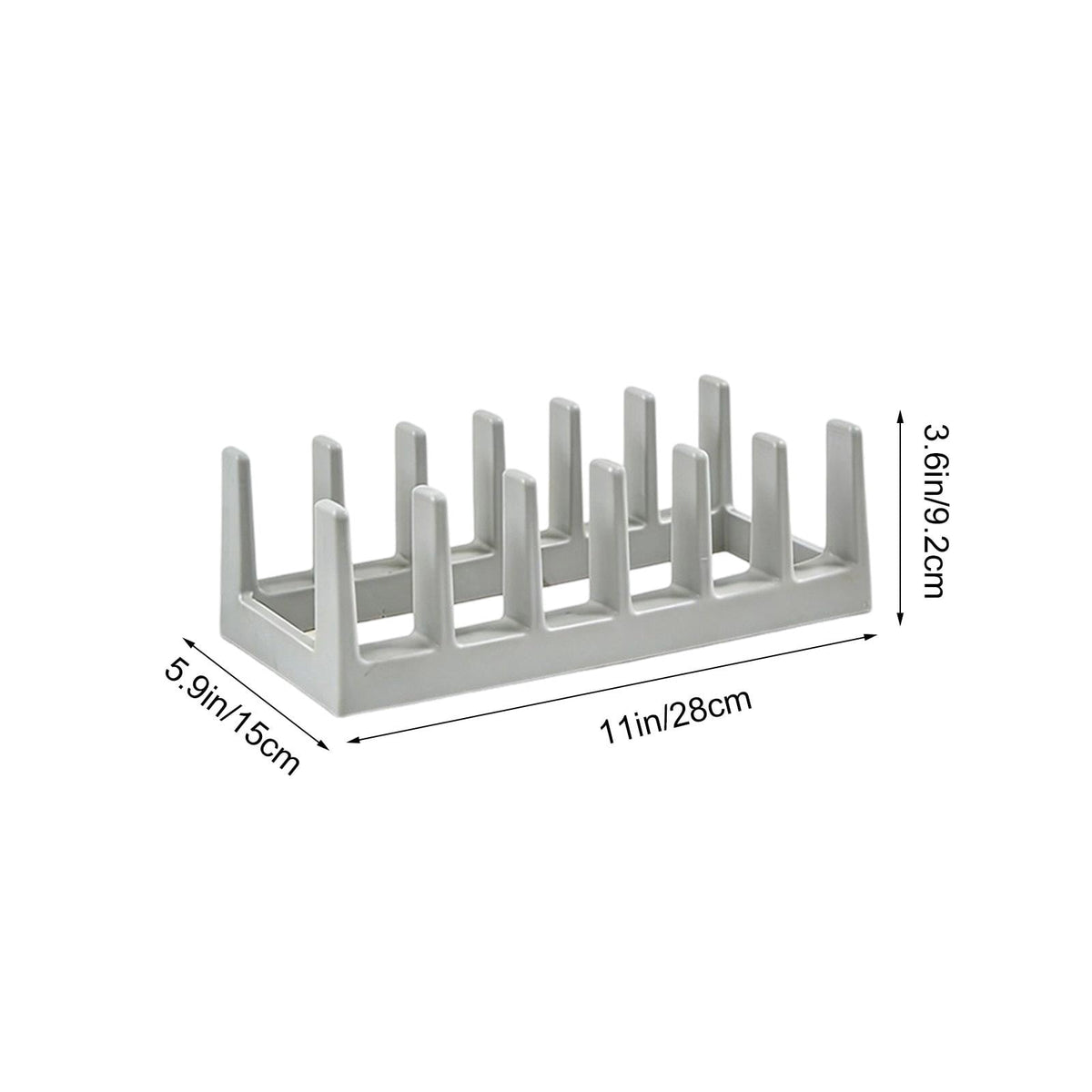 Countertop Lid and Plate Rack with Drip Tray, 11-Inch Gray Plastic Stand for Cutting Boards - Image 3