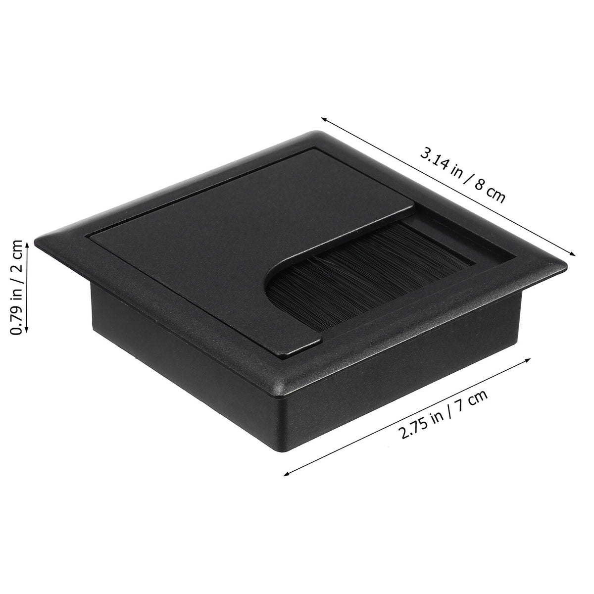 Desk Cord Grommets, Set of 4 in Black Plastic with Brush Insert and Flip Cover for Cable Holes - Image 3