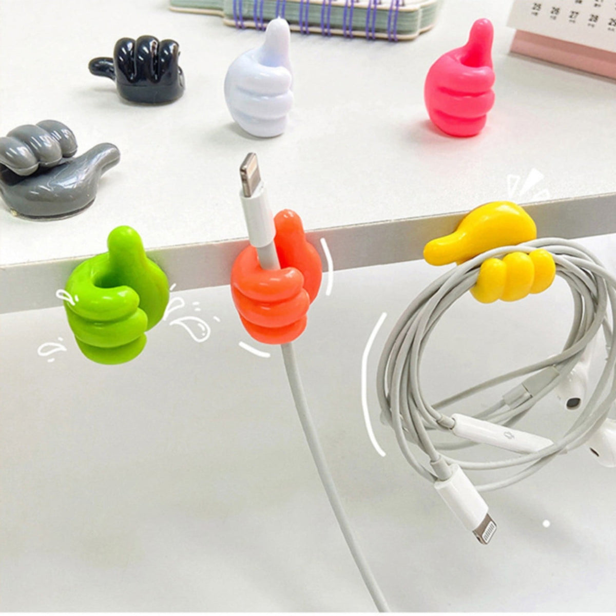 Thumb-Shaped Cable Clips, Set of 10 Adhesive Silicone Cord Holders for Desk, Wall and Dashboard - Image 4