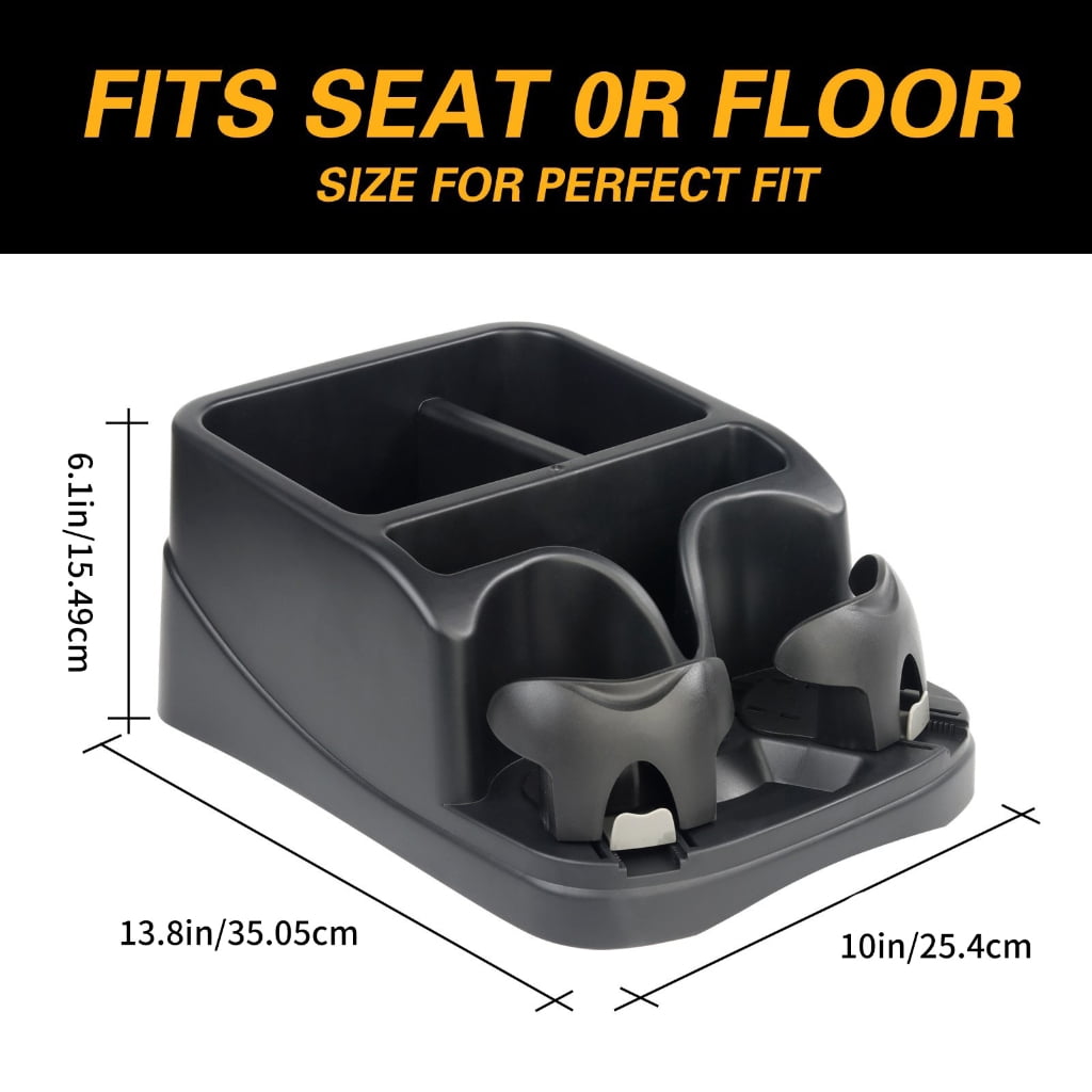 Middle Seat Console Organizer with Three Bins and Two Adjustable Cup Holders, Belt-Secured ABS - Image 5