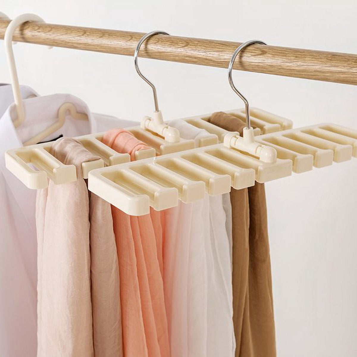 Rotating Tie and Belt Hanger, Set of 2 in Brown, Closet Rod Rack Holding Up to 10 Accessories - Image 6