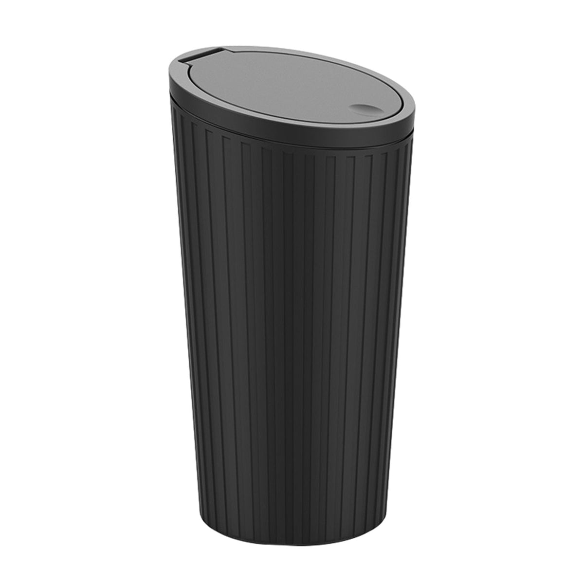 Cup-Holder Car Bin with Push Lid, 550 ml Black Waste Container for Console and Door Pockets