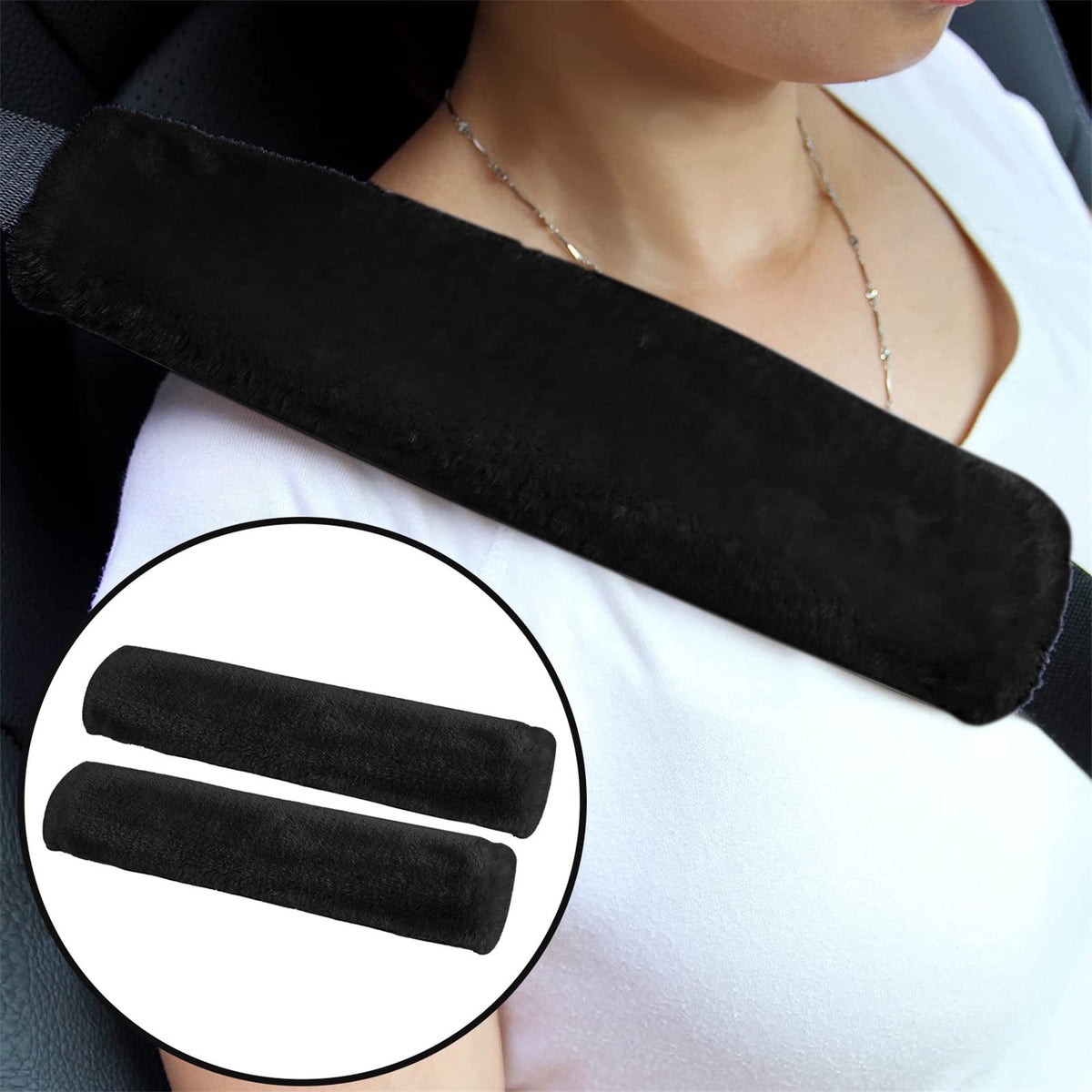 Faux Sheepskin Seat Belt Pads, Pair of Soft Shoulder Strap Covers for Cars and Bag Straps - Image 3