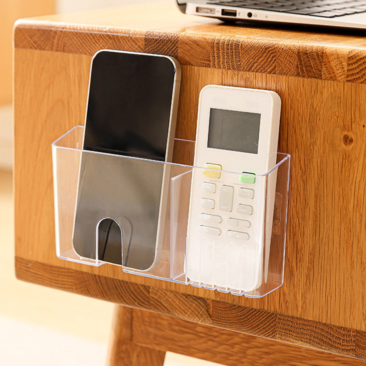 Clear Acrylic Wall Pocket for Remotes and Phones, Hanging Bedside Holder with Drainage Holes - Image 2