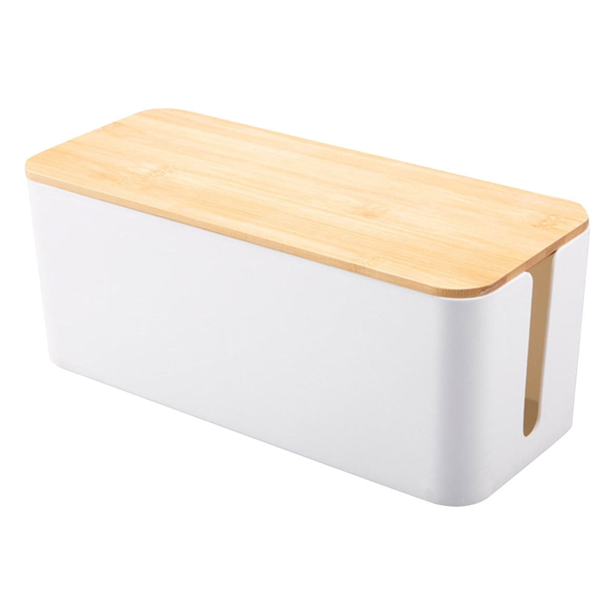Power Strip Cover Box in White Plastic, Cord Concealer for Desk, Floor and Bedside Outlets