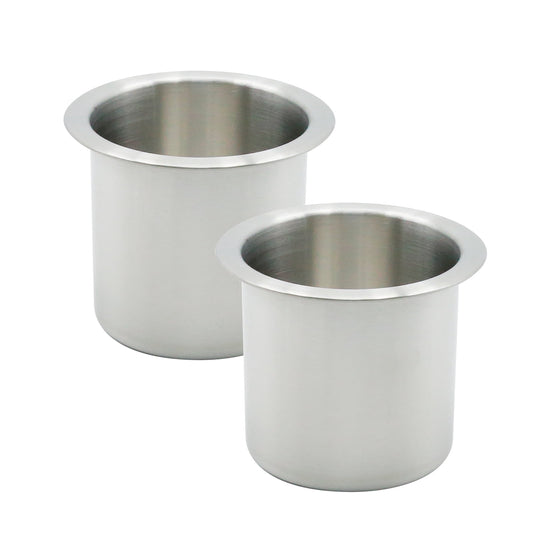 Drop-In Stainless Steel Cup Holders, Set of 2 with 8.5 cm Opening for RVs, Boats and Trucks