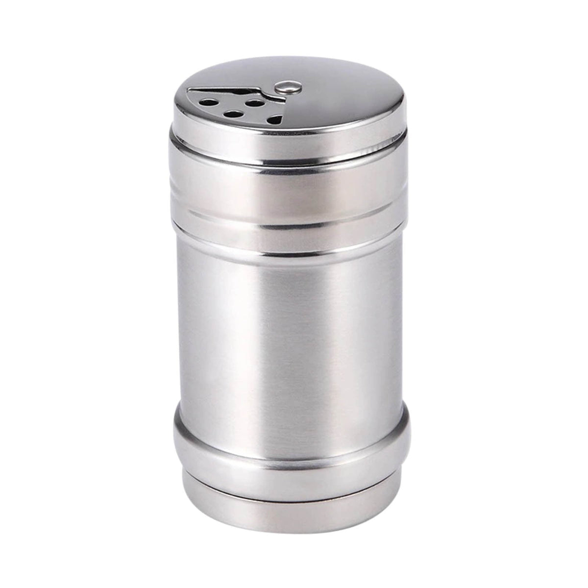 Stainless Steel Seasoning Shaker with Rotating Lid, Three Hole Sizes for Sugar, Spices and Rubs