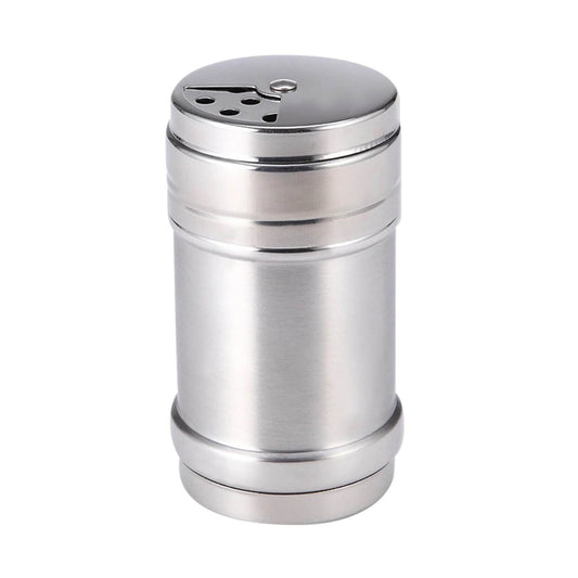 Stainless Steel Seasoning Shaker with Rotating Lid, Three Hole Sizes for Sugar, Spices and Rubs