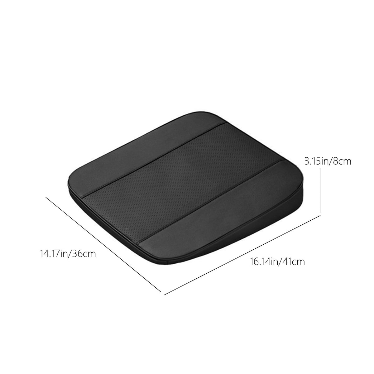 Raised Driver Seat Cushion with 2-Inch Lift, Perforated Leather Pad with Front Pocket and Grip Base - Image 3