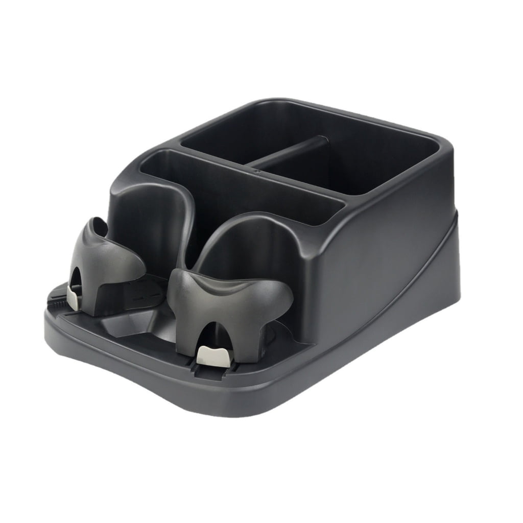 Middle Seat Console Organizer with Three Bins and Two Adjustable Cup Holders, Belt-Secured ABS