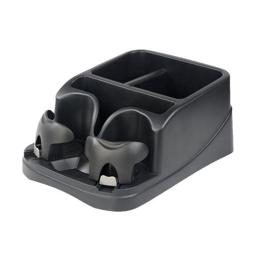 Middle Seat Console Organizer with Three Bins and Two Adjustable Cup Holders, Belt-Secured ABS