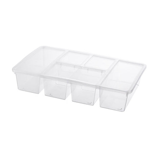 Divided Snack Platter with Cover, Five Clear Compartments for Fruit, Vegetables and Meal Prep