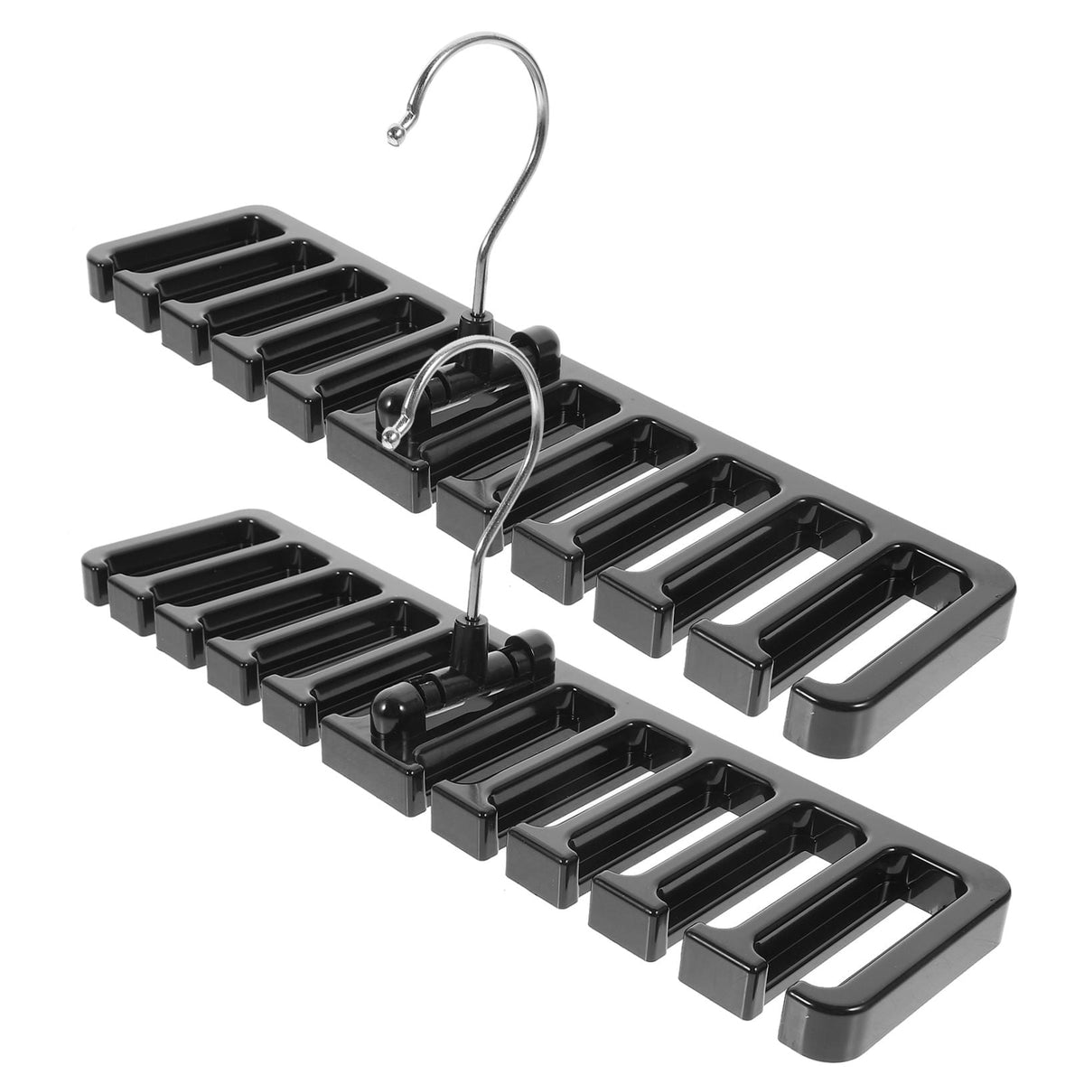 Belt and Scarf Hanger Set of 2, Black Iron and ABS Rotating Rack for Ties and Closet Accessories - Image 4
