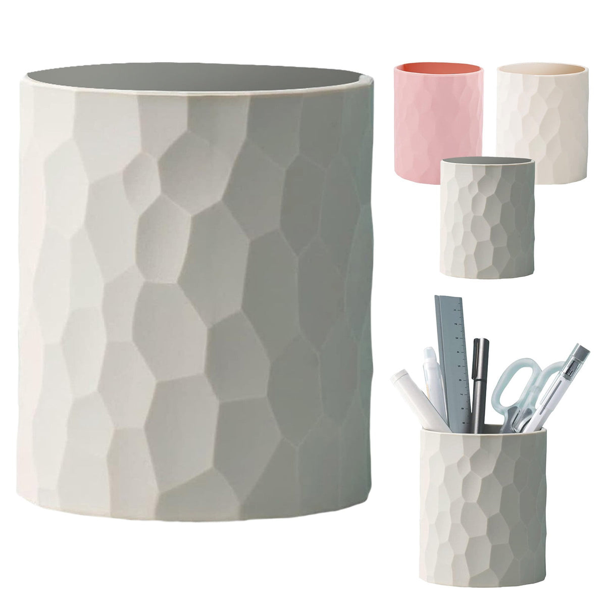 Soft Silicone Pencil Cup in Grey, Waterproof Desk Holder for Pens, Brushes and Makeup Tools - Image 2