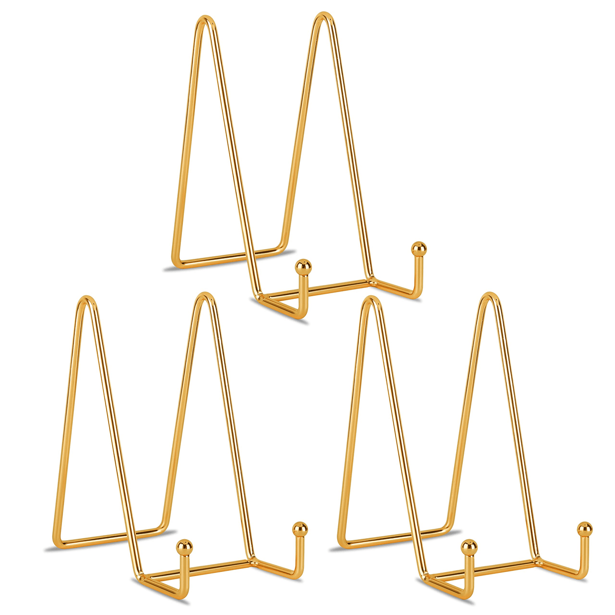 Small Metal Display Easels, Set of 3 in Polished Gold for Plates, Photos, Books and Art