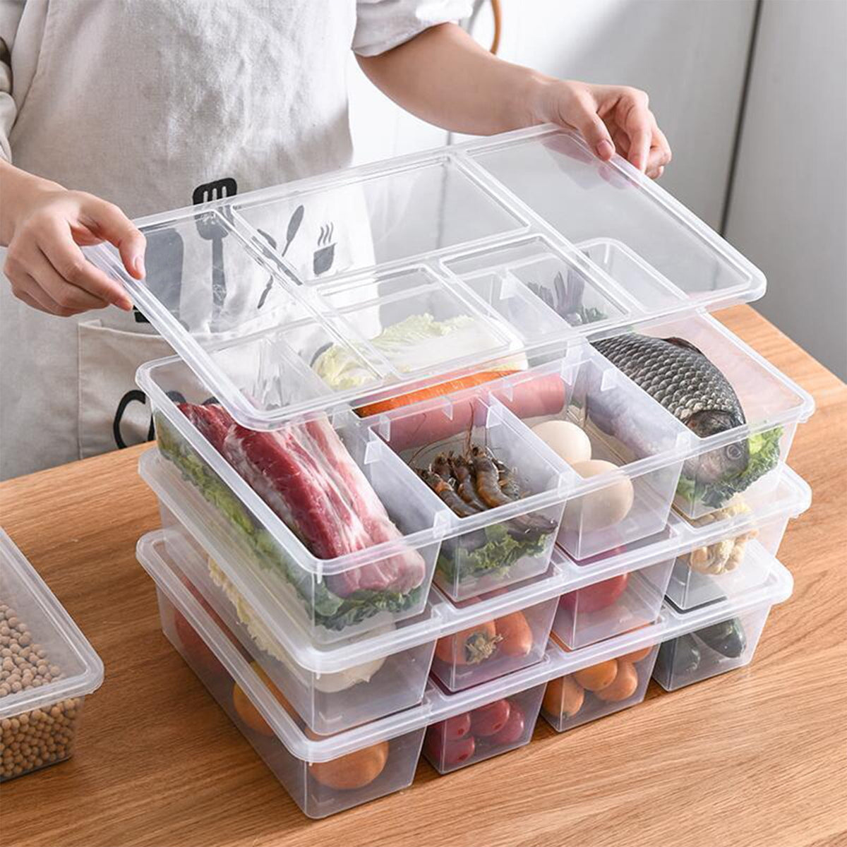 Divided Snack Platter with Cover, Five Clear Compartments for Fruit, Vegetables and Meal Prep - Image 6