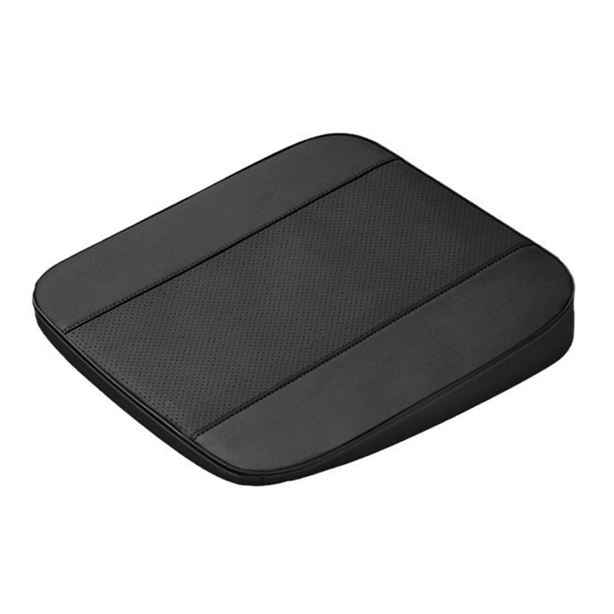 Raised Driver Seat Cushion with 2-Inch Lift, Perforated Leather Pad with Front Pocket and Grip Base