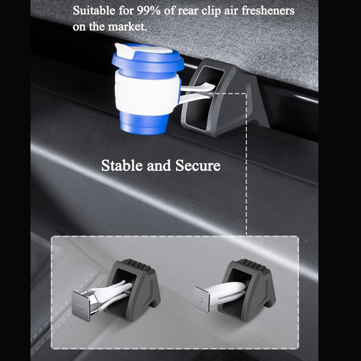 Silicone Air Vent Clip Adapters, Set of 2 in Black for Holding a Car Freshener, Model-Specific - Image 5