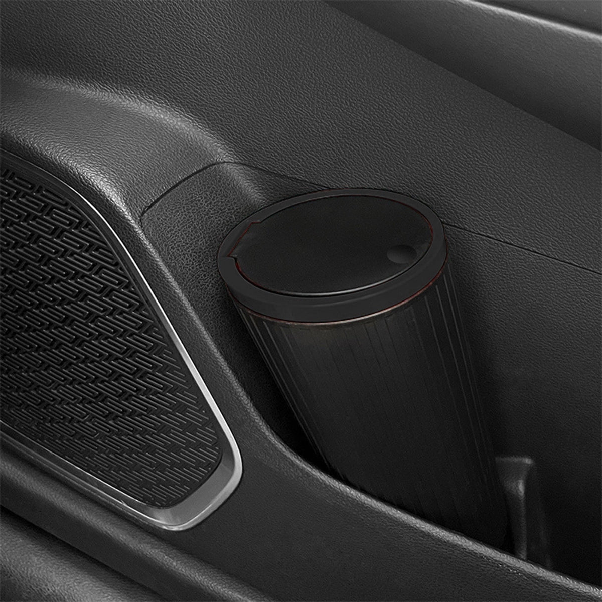 Cup-Holder Car Bin with Push Lid, 550 ml Black Waste Container for Console and Door Pockets - Image 6