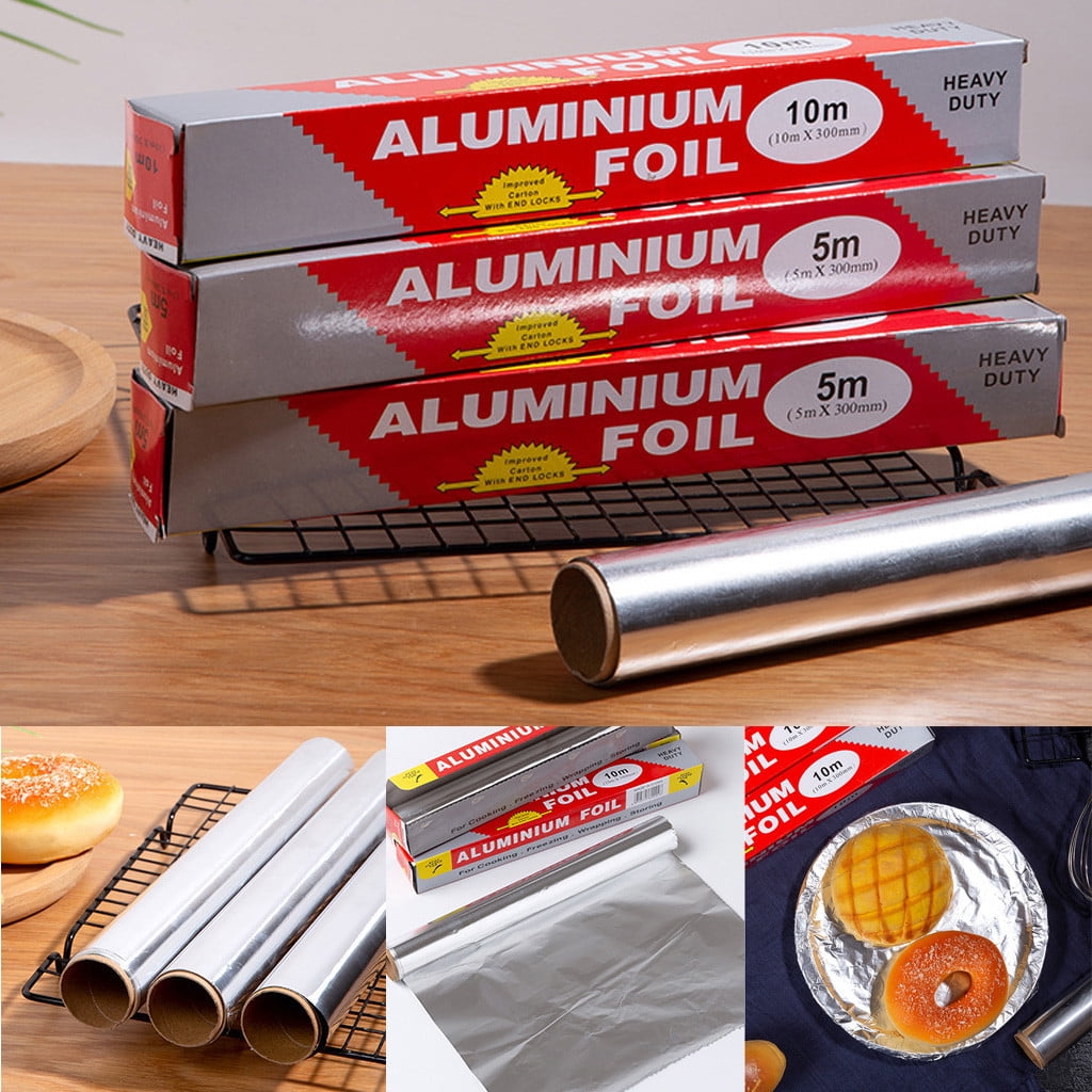 Thick Kitchen Foil Roll, 300 mm Wide by 5 m, 20-Micron Aluminum for Baking, Grilling and Wrapping - Image 3