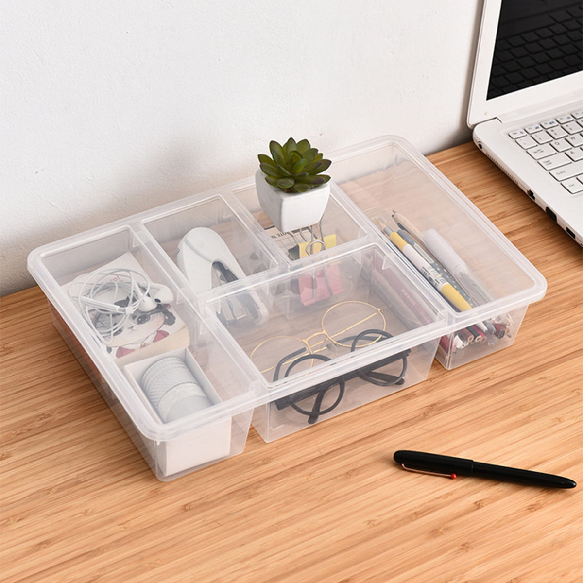 Divided Snack Platter with Cover, Five Clear Compartments for Fruit, Vegetables and Meal Prep - Image 3