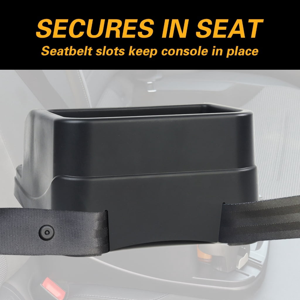 Middle Seat Console Organizer with Three Bins and Two Adjustable Cup Holders, Belt-Secured ABS - Image 6