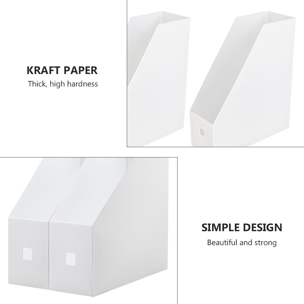 Standing Desk File Holders, Pair in White Plastic for Folders, Magazines and Notebooks - Image 5
