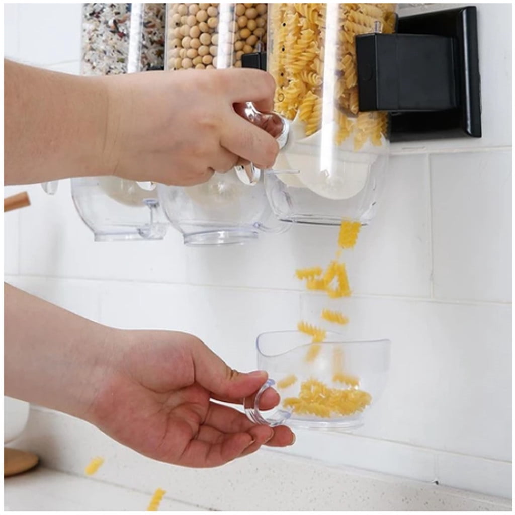 Wall-Mounted Dry Food Dispenser with Turn Knob, Clear Canister for Cereal, Snacks and Coffee Beans - Image 4