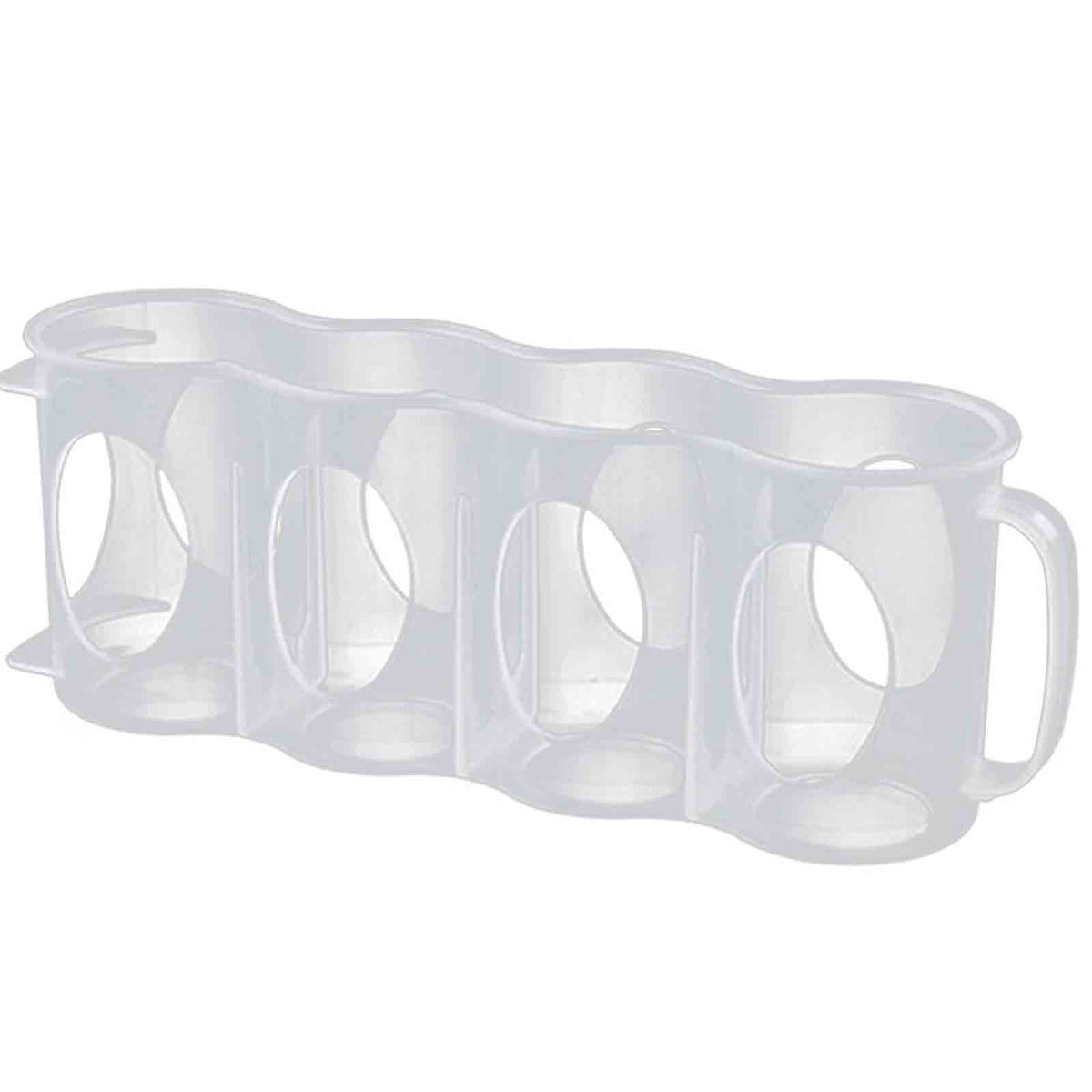 Fridge Can Rack in White Plastic, Slim Stackable Holder with Handle for Standard Drink Cans