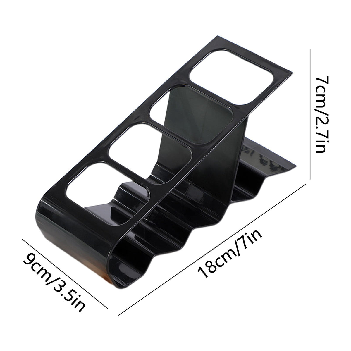 Four-Slot Remote Control Caddy in Black Plastic, Compact Desktop Holder for Controllers and Pens - Image 3