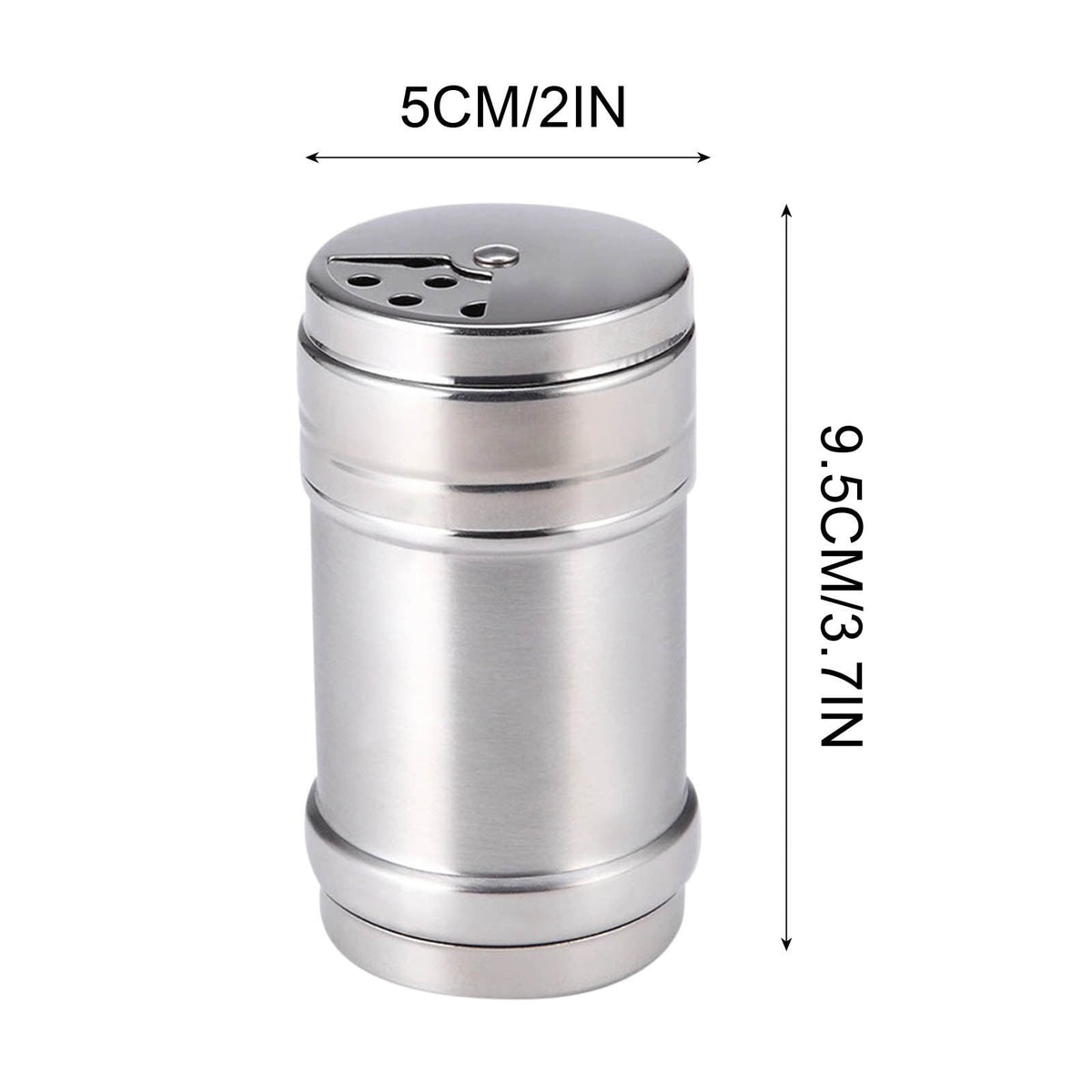 Stainless Steel Seasoning Shaker with Rotating Lid, Three Hole Sizes for Sugar, Spices and Rubs - Image 3