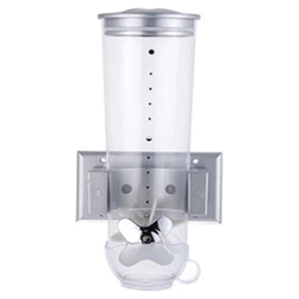 Wall-Mounted Dry Food Dispenser with Turn Knob, Clear Canister for Cereal, Snacks and Coffee Beans