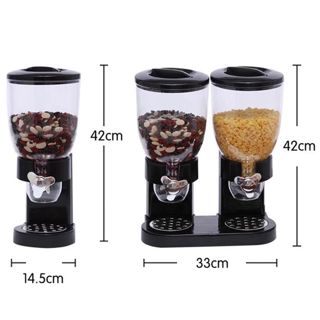 Wall-Mounted Dry Food Dispenser with Turn Knob, Clear Canister for Cereal, Snacks and Coffee Beans - Image 2