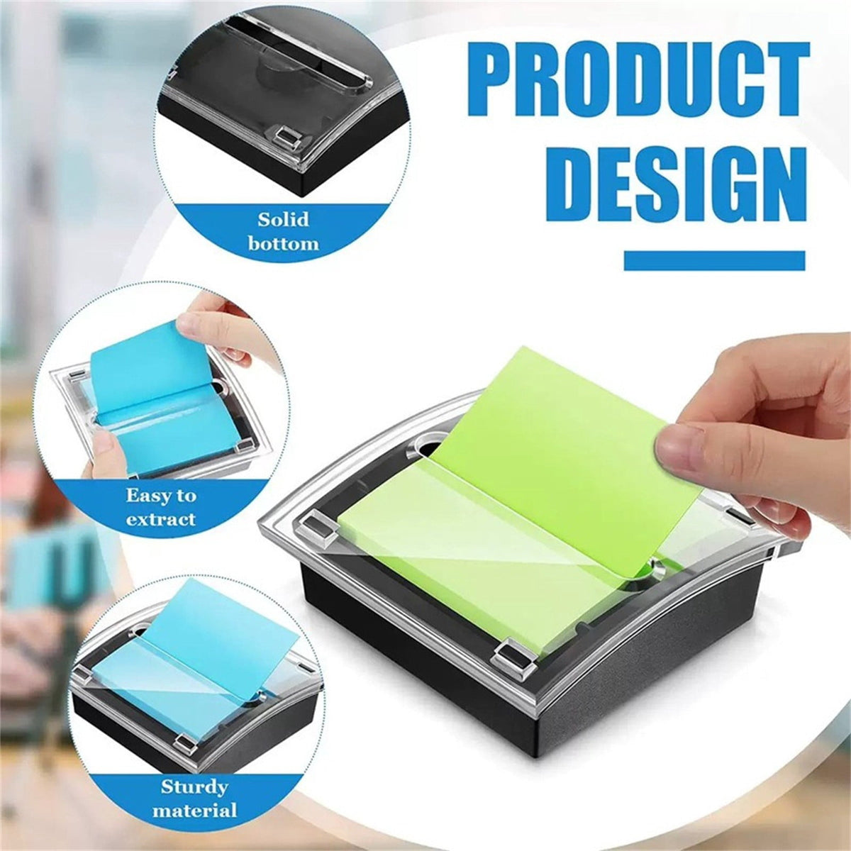Pop-Up Sticky Note Dispenser for 3 x 3 Inch Pads, Transparent Plastic Desk Holder with Sturdy Base - Image 3