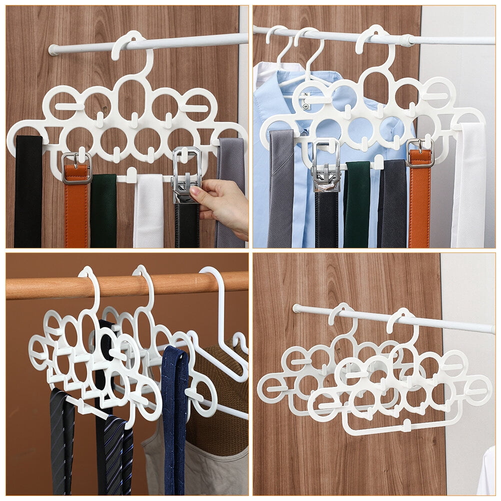 Multi-Loop Scarf and Belt Hanger, Pack of 2 in White Polypropylene for Shawls and Ties - Image 6