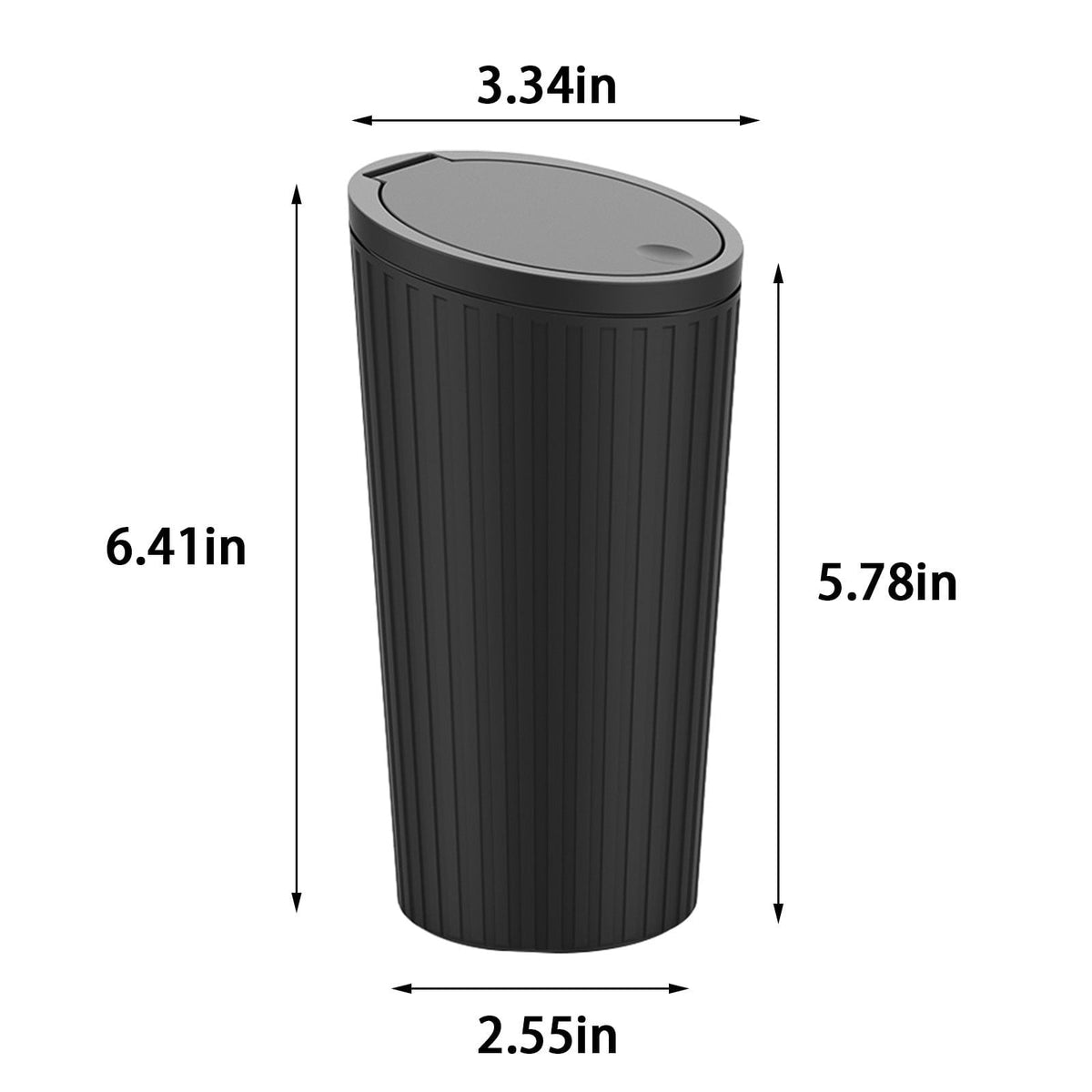 Cup-Holder Car Bin with Push Lid, 550 ml Black Waste Container for Console and Door Pockets - Image 3