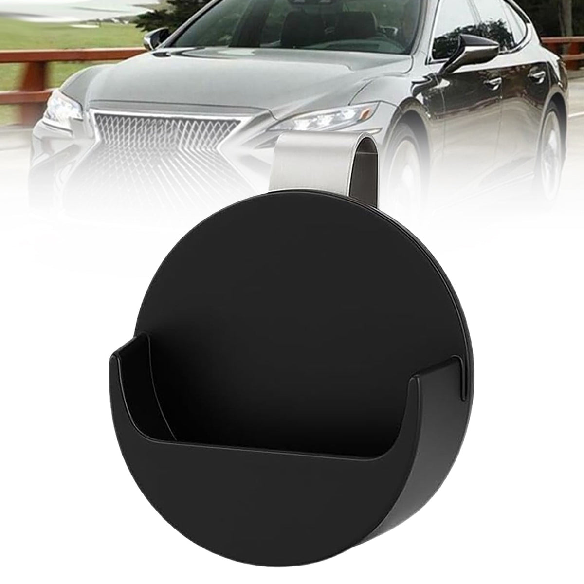 Sun Visor Clip Holder for a Round Tin or Pouch, Universal Car Organizer That Also Fits a Belt - Image 2