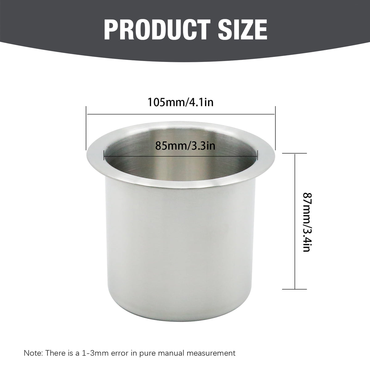 Drop-In Stainless Steel Cup Holders, Set of 2 with 8.5 cm Opening for RVs, Boats and Trucks - Image 4