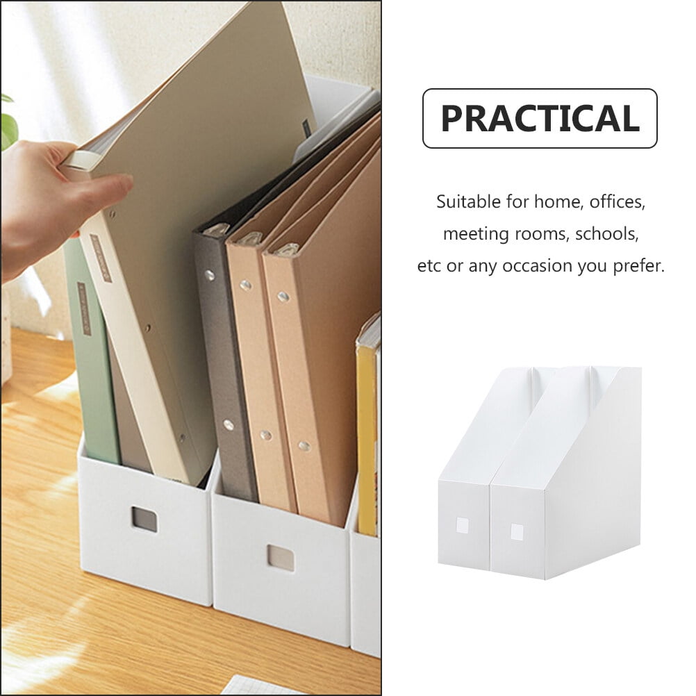 Standing Desk File Holders, Pair in White Plastic for Folders, Magazines and Notebooks - Image 2